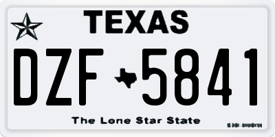 TX license plate DZF5841