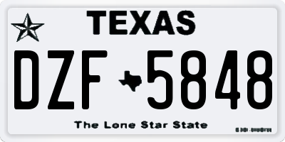 TX license plate DZF5848