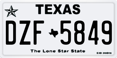 TX license plate DZF5849