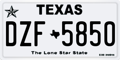 TX license plate DZF5850