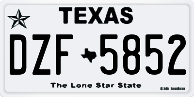 TX license plate DZF5852