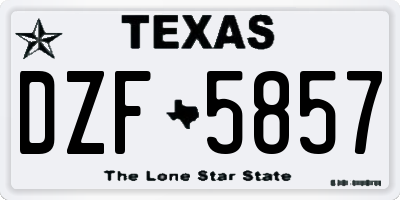 TX license plate DZF5857
