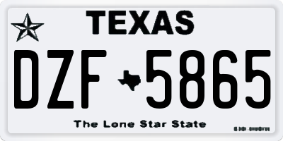 TX license plate DZF5865