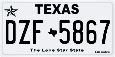 TX license plate DZF5867
