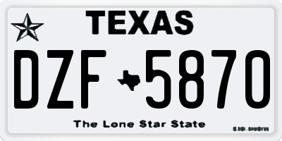 TX license plate DZF5870