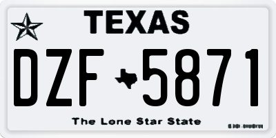 TX license plate DZF5871