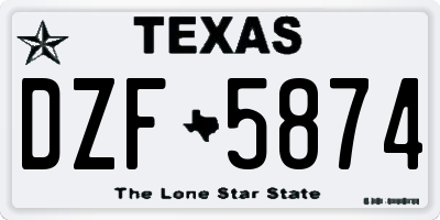 TX license plate DZF5874