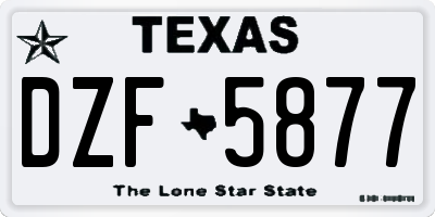 TX license plate DZF5877
