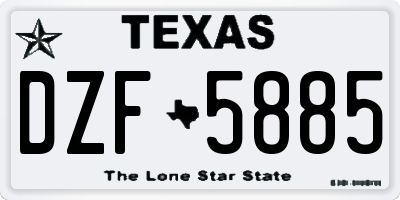 TX license plate DZF5885