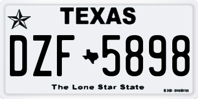TX license plate DZF5898