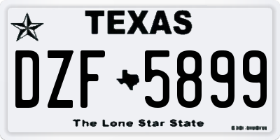 TX license plate DZF5899