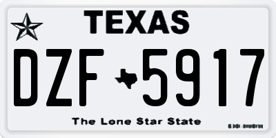 TX license plate DZF5917