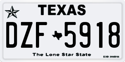 TX license plate DZF5918