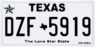 TX license plate DZF5919