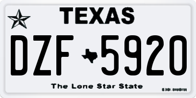 TX license plate DZF5920