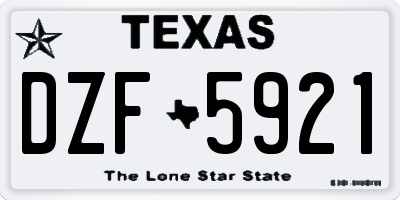 TX license plate DZF5921