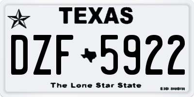 TX license plate DZF5922
