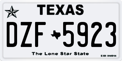 TX license plate DZF5923