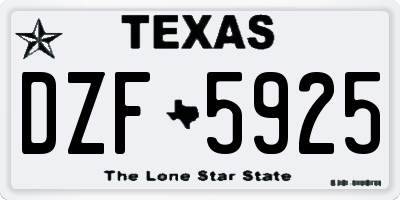 TX license plate DZF5925