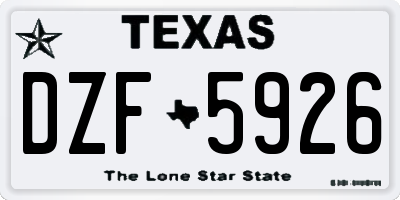 TX license plate DZF5926
