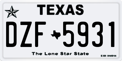 TX license plate DZF5931