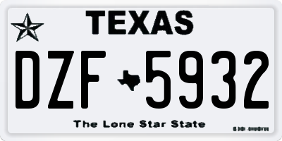 TX license plate DZF5932