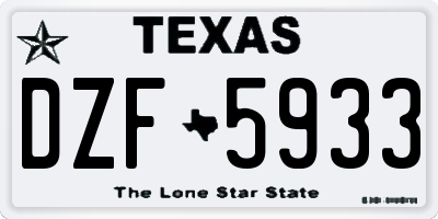 TX license plate DZF5933