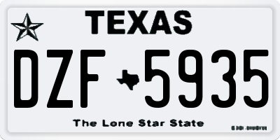 TX license plate DZF5935