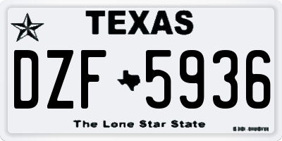 TX license plate DZF5936