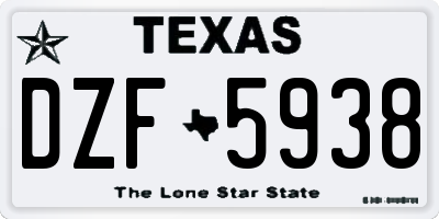 TX license plate DZF5938