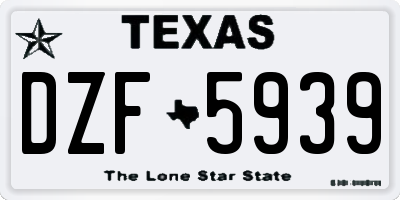 TX license plate DZF5939
