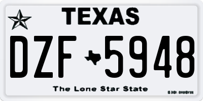 TX license plate DZF5948