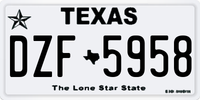 TX license plate DZF5958