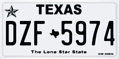 TX license plate DZF5974