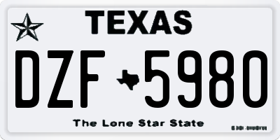 TX license plate DZF5980