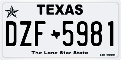 TX license plate DZF5981