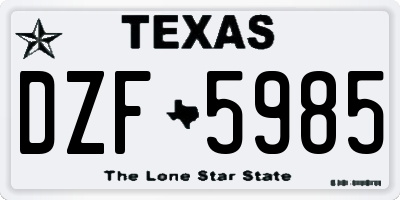 TX license plate DZF5985