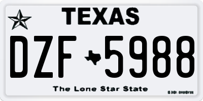 TX license plate DZF5988