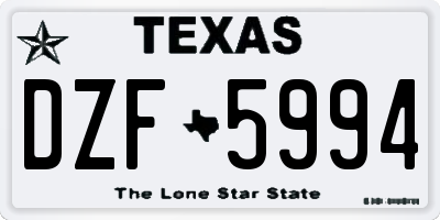 TX license plate DZF5994