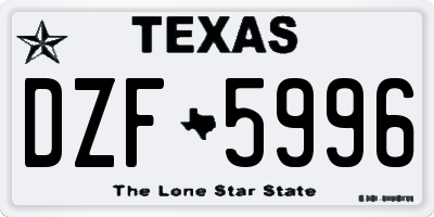 TX license plate DZF5996