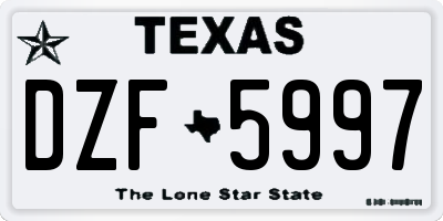 TX license plate DZF5997