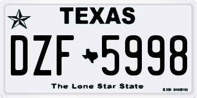 TX license plate DZF5998