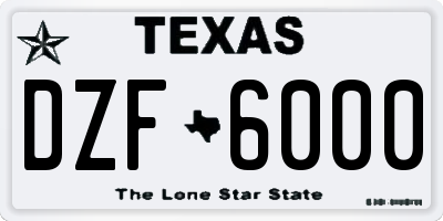 TX license plate DZF6000