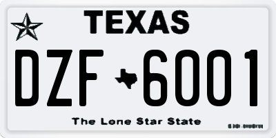 TX license plate DZF6001