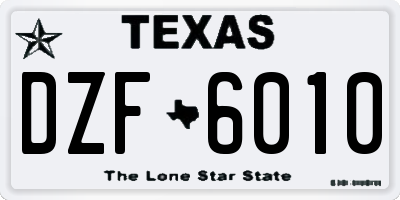 TX license plate DZF6010