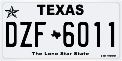 TX license plate DZF6011