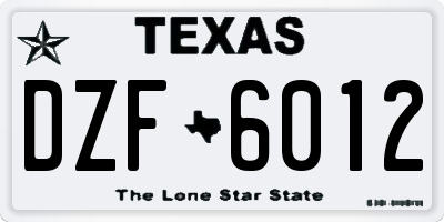 TX license plate DZF6012