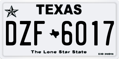 TX license plate DZF6017