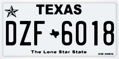 TX license plate DZF6018