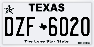 TX license plate DZF6020